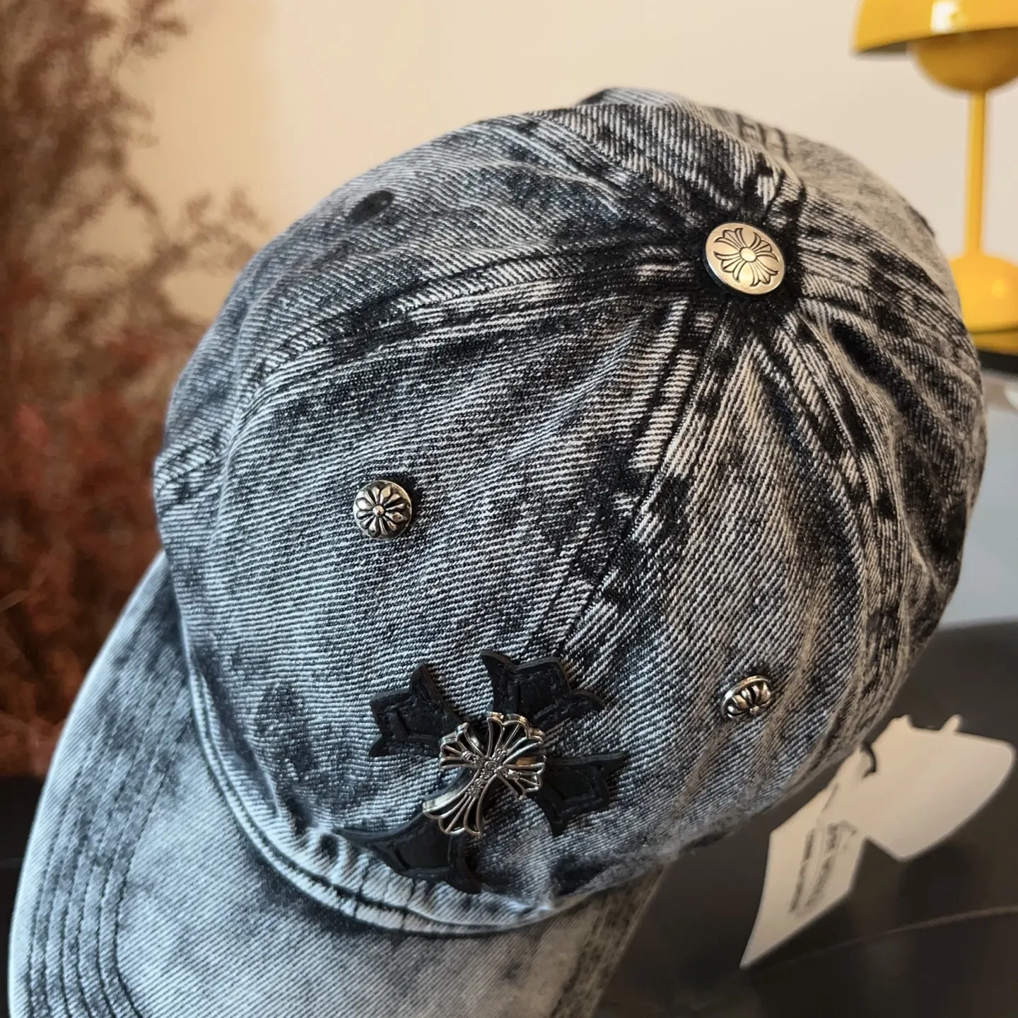 2⃣️5⃣️New ꫛꫀꪝ ❥—— ✨Hot-selling Crow Heart Washed Denim Baseball Cap ⚜️Hardware Cross, Versatile and Fashionable 💫Denim Black Denim Blue